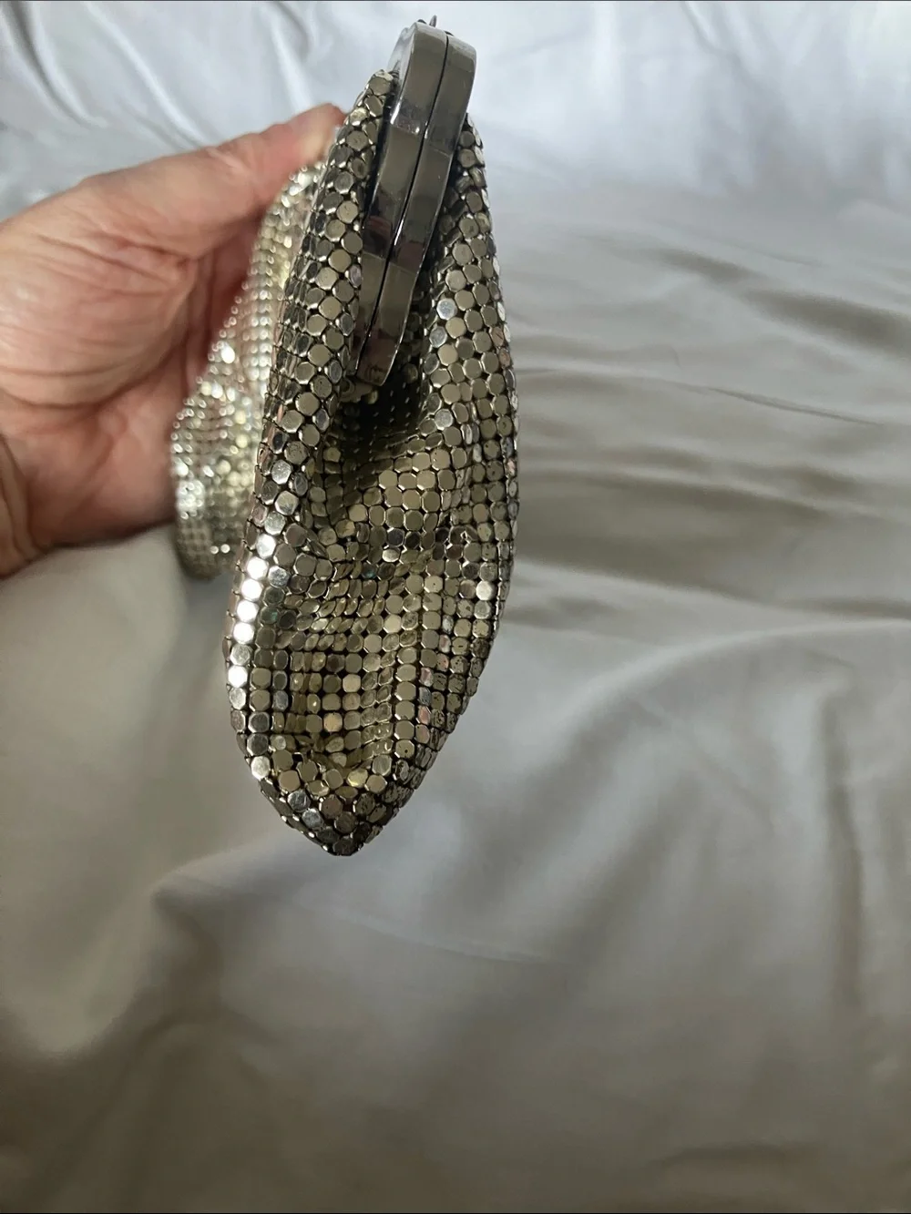 Silver Sequin Evening Clutch Handbag